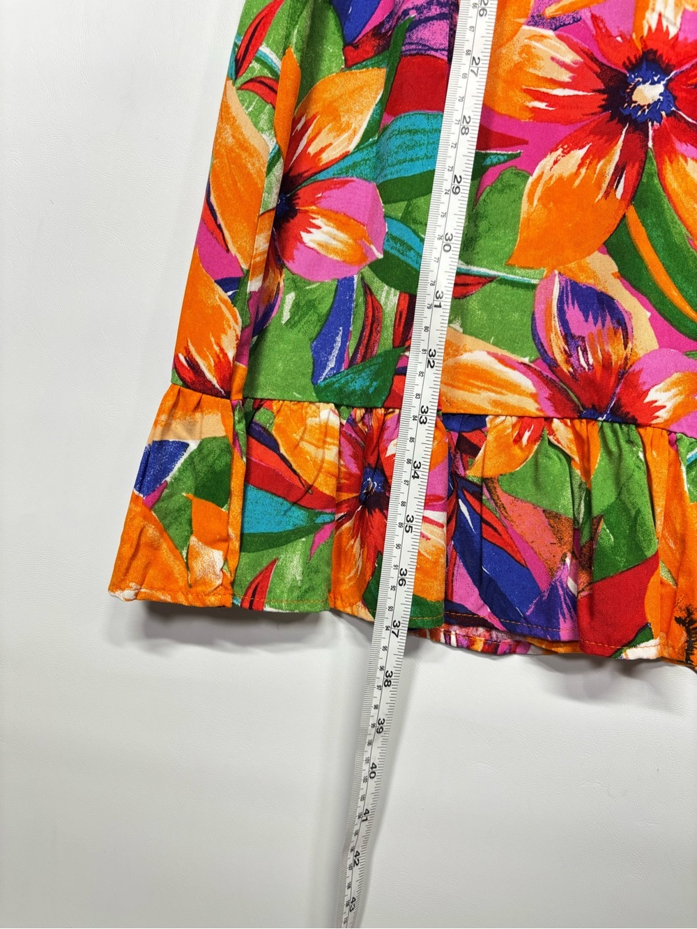 ✨MSK Women’s Sleeveless Tropical Ruffle Hem Shift Dress Size M - Picture 13 of 14